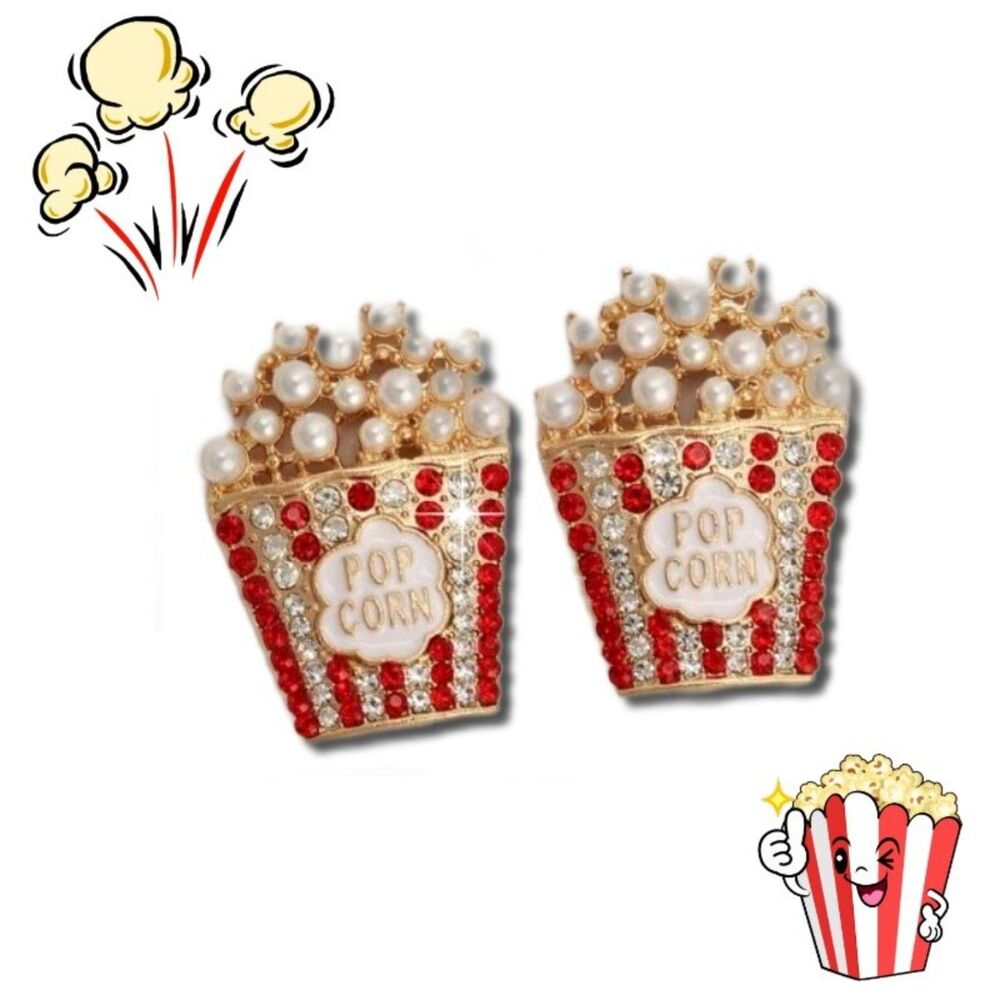 Popcorn Earrings in a Tub with Crystals and Pearls - Picture 1 of 6